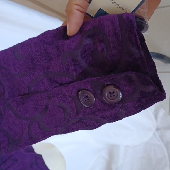 Croft & Barrow Jacket M Dark Purple Scrolls Pockets, 20" PTP, 22"L - Picture 4 of 8